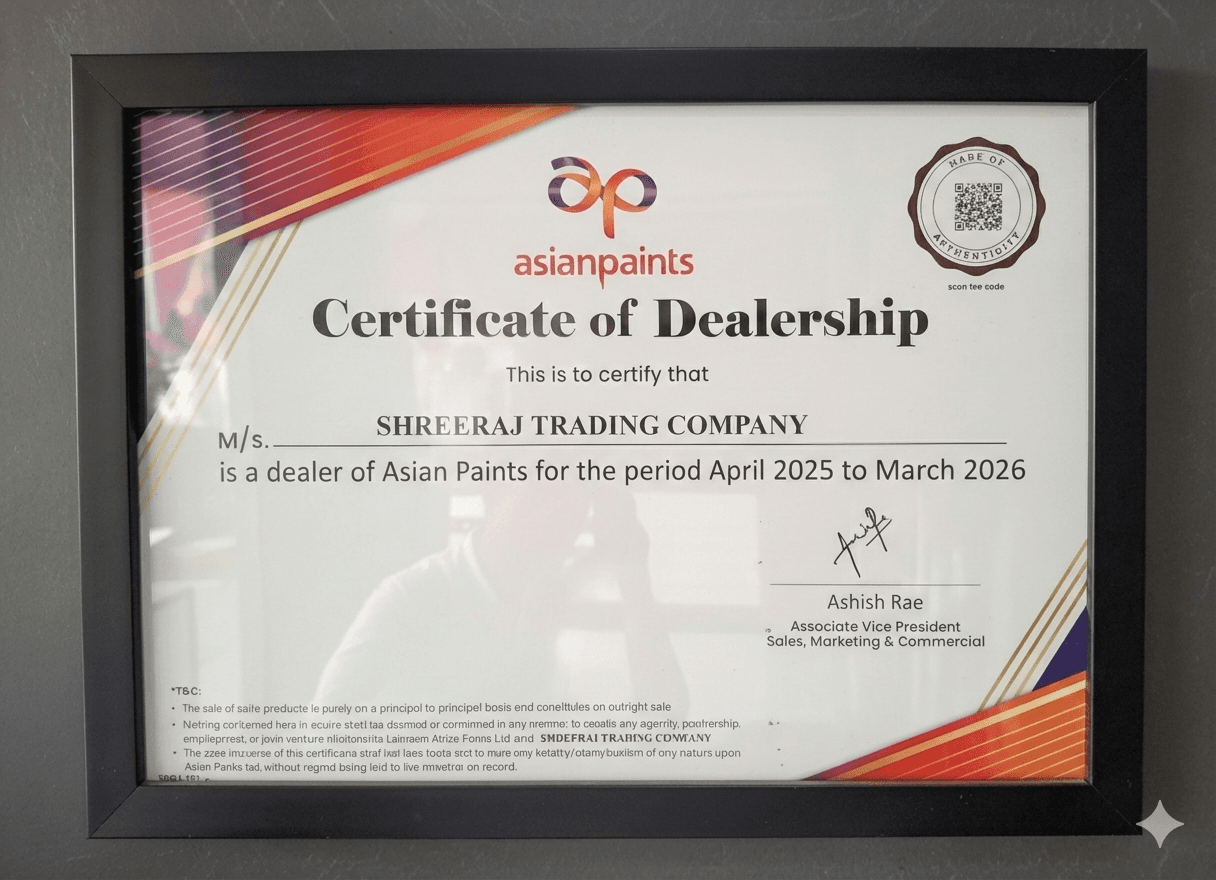 Asian Paints Certificate